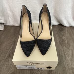 Vince Camuto Imagine Ossie Slate Gray Pleated Fabric Pump Sz 6.5 NIB